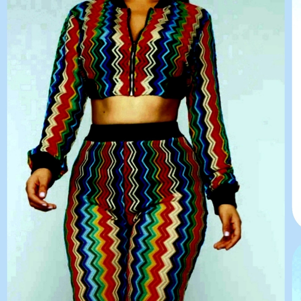 Multi Colored Jogger Set - Picture 2 of 2